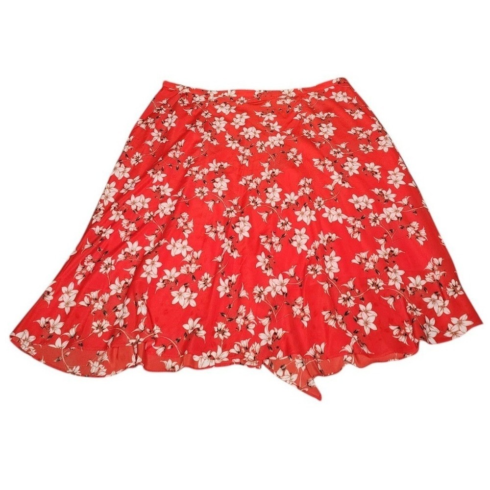 Calvin‎ Klein Red White Floral A-Line Midi Skirt Plus Size 22W NWT